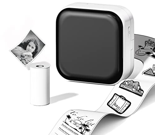 Phomemo Mini Imprimante M02X Mini Thermique Imprimante Thermique Imprimante Portable, Bluetooth Autocollant Imprimante sans Fil pour Enfants, Compatible avec Téléphone et Tablette,Blanc