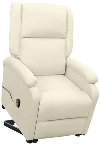 vidaXL Aufstehsessel, Elektrischer Sessel mit Aufstehhilfe, Relaxsessel mit Liegefunktion, Verstellbarer Fernsehsessel Liegesessel, Creme Stoff