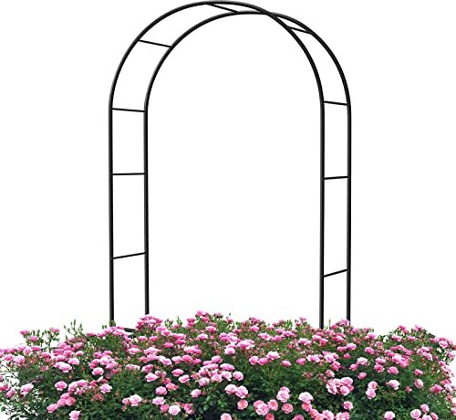 Refue Rosenbogen 80/120/140/160/180/200 cm breit Metall Gartenbogen Schwarz Pergola Rankhilfe Rosenspalier Rankgitter Rankbogen für Kletterpflanzen deko Hochzeit (Größe : B140 x H230cm)