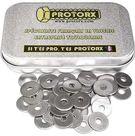 Rondelles Metal Inox M3 : (Diam.int = 3,2mm x Diam.ext = 12mm) Boite 50pcs Large Plate Type L en Acier Inoxydable A2 | Carrossier Bricolage Réparation | Anti-Corrosion Usage Exterieur-Interieur