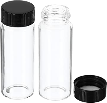 PATIKIL 30mL Reagente Media Bottiglia, 12pz Rotondo Vetro Conservazione Bottiglie Plastica Vite Tappo per Lab Casa, Trasparente