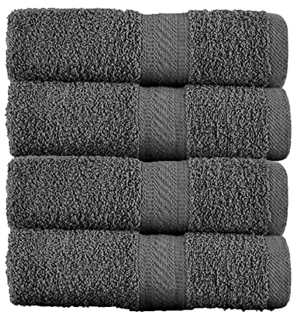 Sweet Needle Paquete de 4 Toallas de baño Grandes, Color carbón, (70 x 140 cm),100% algodón, lujosas, ultrasuaves, Calidad de Hotel, Muy absorbentes para baño, Ducha, Playa y Uso Diario