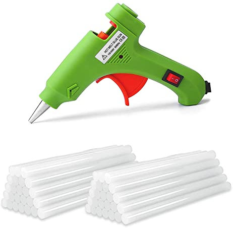 Hot Glue Gun, Mini Glue Gun for Crafting, 50pcs 7mm Glue Gun Sticks, Fast Heating,for Kids Crafts,Christmas DIY,Card, Plastic, Fabric, Home Office Repairing,20W (Green)