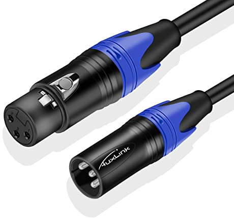 AuxLink XLR Cable, Microphone Cables 1.5ft, Short XLR Male to Female Cable 3 Pin Suitable for Speaker Systems, Radio Station, Stage Lighting and More- 1 Pack