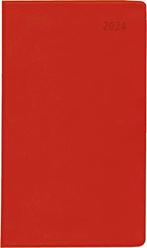 Taschenplaner Leporello PVC rot 2024 9,5x16 1M/2S
