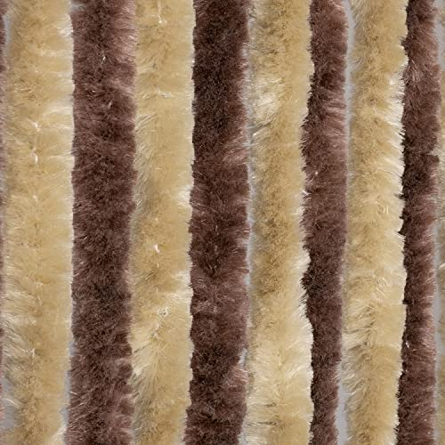 Moritz Flauschvorhang aus Chenille 90 x 220 cm braun beige Türvorhang als Fliegenschutz Insektenschutz für Camping Wohnwagen