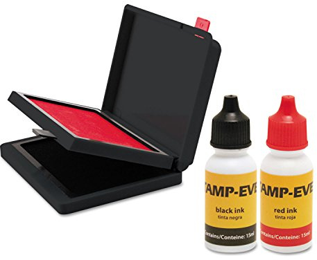 Trodat Two-Color Stamp Pad with Ink Refill, 4 x 2.38, Red/Black