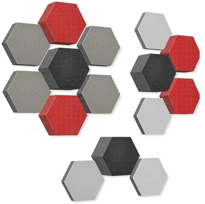 platino24 Akustikpaneele 15 Elemente STUDIOline Wabe 3D I Ø 200mm Akustikplatten extra hohe Schalldämmung & breites Absorptionsspektrum I Akustikschaumstoff 30-100mm mit farbiger Akustikbeschichtung