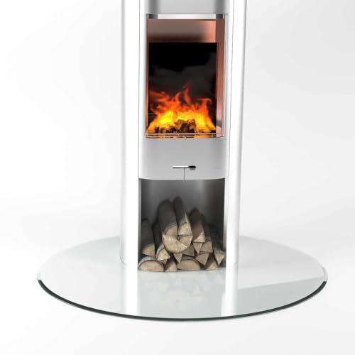 Glasplatte24 Funkenschutzplatte Elipse für Kaminofen mit Dichtlippe, Glasplatte mit 18mm Facette, Glasbodenplatte Hitzeschutz mit ESG Sicherheitsglas, 120 x 150 cm, Stärke 6mm