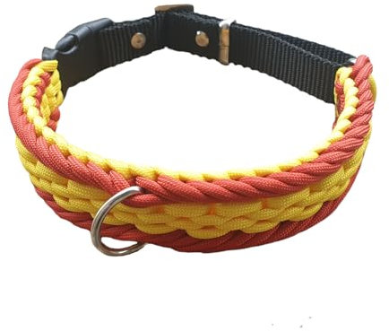 Collar para perro España hecho a mano de alta calidad y muy resistente elaborado con paracord y acero inoxidable. (XL: 53-61 cm)