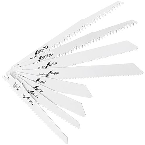 Treki Reciprocating Saw Blade Set, 8pcs Metal Wood Cutting Saw Blades Pruning Reciprocating Blade for Reciprocating Saw Tools(S611DF, S1531L, S922EF,S1122HF)