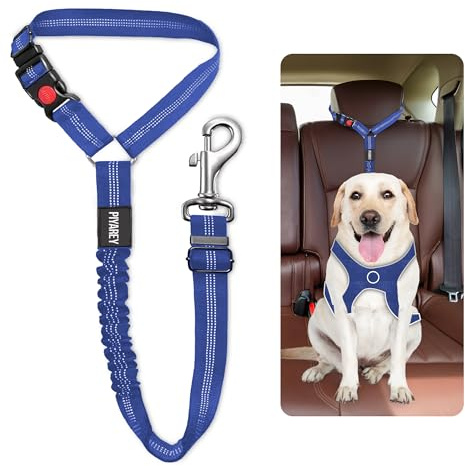 Seat Belts For Dogs Headrest Dog Car Seat Belt Adjustable Dog Car Harness Pet Seatbelt Anti Shock Elastic Puppy Restraint Strong Leash Leads For Dogs Safety (BLUE)