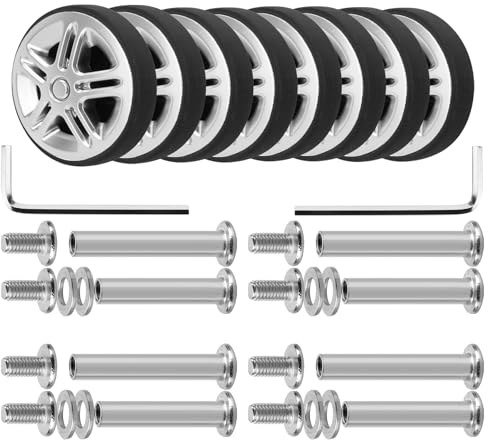 Volein 8 Stück Kofferrollen Ersatzrollen 50x11mm Koffer Ersatzrollen Schwarz Verschleißfeste Gummi Ersatzräder für Koffer mit Doppelrollen(Silber-V12)