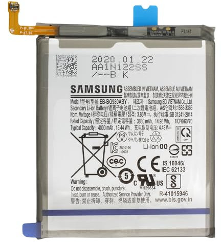Batterie EB-BG980ABY Originale Compatible avec Samsung Galaxy S20 (SM-G980F) /Galaxy S20 5G (SM-G981B)/(capacité 4000 mAh) /Nouvelle Fabrication/Accessoire d'origine/Service Pack.
