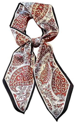 GIMIRO Satin Seidenschal 148 x 13,5 cm Krawatte Double Layer Bund für Blazer, Mantel, Kleid (57#PSL Red - White)