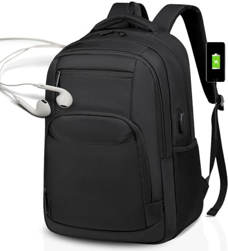 ALTOS OFFICE AND HOME Mochila para portátiles de hasta 15.6 pulgadas, mochila de estudio de gran capacidad, múltiples compartimentos, USB, antirrobo, resistente a los arañazos, reforzada, tela Oxford