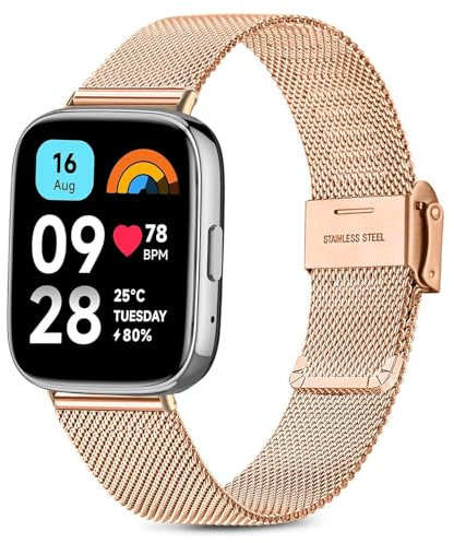 Issinlky Bracelet métal pour Xiaomi Redmi Watch 3 Active, Bracelet acier inoxydable pour Xiaomi Redmi Watch 3 Active