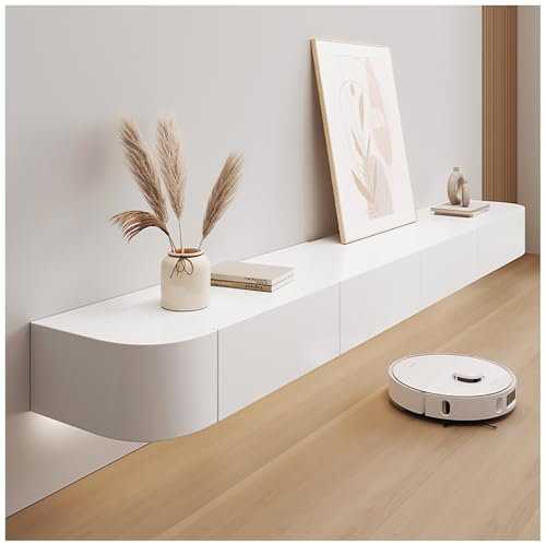 KSYGINXD Mobile TV Sospeso, Mobile TV A Parete, Mobile TV Basso In Piedi O Sospeso, Console TV Per Centro Di Intrattenimento, Per Soggiorno E Ufficio(bianca,140x24x20cm)