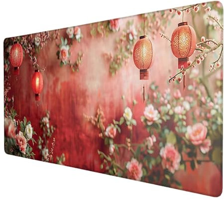 Flower Mouse Pad, Gaming Mouse Pad 1000 x 500 mm, Large Mouse Pad with Stitched Edges, Non Slip Rubber Base, Japan Mouse Mat Waterproof, Mouse Mats for Desk Accessories, Office Decor for Women K-7