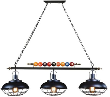 Billardtisch-Lampen,Echte Billardkugel Design Esstisch Pendelleuchte,Hängeleuchten Mit 3 Metallschirmen,Industrielle Vintage Hängelampe Für Billardzimmer,Snookertisch, Kücheninsel(E27/120CM)