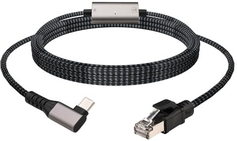 Leehitech 3m USB-C auf RJ45 Ethernet Kabel - 1000Mbps Gigabit LAN Ethernet, 90° Stecker, USB Type-C auf RJ45 Stecker, Direkt verbunden, Kompatibel mit Thunderbolt 4/5, USB4, MacBook Pro/Air, iPad Pro