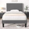 VECELO Polsterbett 90 x 200 cm Bettgestell mit Höhenverstellbarem Kopfteil, Bett Bettrahmen mit Lattenrost, Gepolstertes Einzelbett Kinderbett, Kein Boxspring erforderlich, Samt, Ohne Matratze, Grau