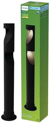 Philips Desi Outdoor GardenLink Niedervolt- Sockelleuchte, 24 V, 2700K warmweißes Licht, 180 lm, Schwarz, Starter-Set, 3er Pack, EU-Stecker