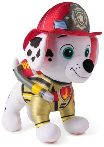 PAW PATROL Fire Rescue - Marshall Deluxe Plüschtier, 25 cm groß, in Feuerwehruniform und mit Löschrucksack, Spielzeug für Kinder ab 3 Jahren