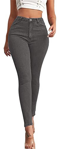 Angxiwan Jeans Damen Stretch Boyfriend Stil Denim Straight Leg Freizeithose Mode Damenjeans Slim Fit Schlupfjeans Übergröße Trachtenjeans