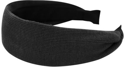 axy Breiter Haarreif aus geripptem Stoff Wunderschön Damen Stirnband Haarschmuck Haarreifen Hairband HR10B (Schwarz, breit)