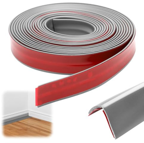 Paraspigoli autoadesivi, flessibili e morbidi, impermeabili, facili da tagliare, per porte, finestre, pareti, cucina, piastrelle, ideale per fai da te (grigio, 1 x 1 cm x 4 m)