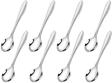 8 Pcs Spice Spoons for Jars Tiny Stainless Steel Spoons for Spice Jars, Mini Size 9.5 cm, Cute Small Scoops for Salt and Spices