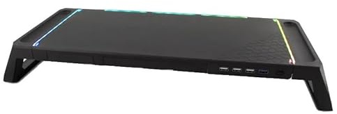 VoltShine Monitorständer - Standfuß mit integriertem Hub, 4 USB-Ports, Robustes Design, ideal für Gamer