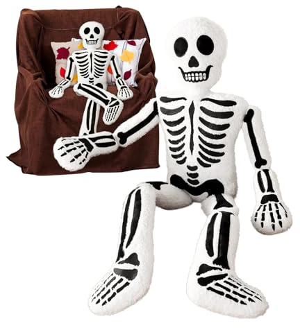Halloween Kissen - Halloween gefülltes Skelett 15,75 Zoll - Schädelwurf Kissen Urlaub Dekoration für Erwachsene Haus Wohnzimmer Schlafzimmer Sofa Bett Couch Innenreisen Freunde Foto