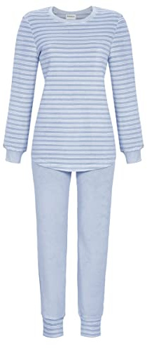 Ringella Damen Schlafanzug aus Stretchfrottee, Langarm | Pyjama mit Bündchen, lange Hose mit Gummizugbund, wärmend, hautfreundlich