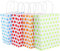 KBNIAN 12 Stück Bunt Papiertüten Kraftpapier Geschenktüten Partytüten mit Griffen 22 x 16 x 8 cm, Bunte Geschenktüten für Geburtstagsparty Ostern Weihnachten Hochzeit (Grün, Gelb, Rot, Rosa)