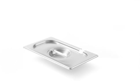 HENDI Gastronorm Deckel mit Löffelaussparung, für Gastronormbehälter, Temperaturbeständig von -40° bis 300°C, Heissluftöfen-Chafing Dishes-Bain Marie, Stapelbar, GN 1/4, 265x162mm, Edelstahl