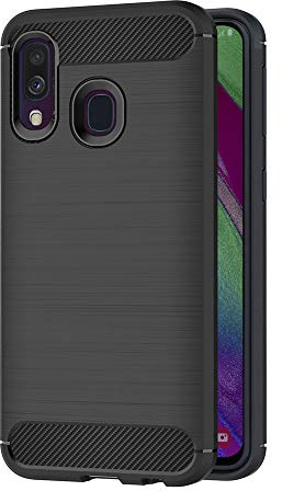 AICEK Cover Compatible Samsung Galaxy A40, Nero Custodia Samsung A40 Silicone Molle Black Cover per Galaxy A40 Soft TPU Case (5.9 Pollici)