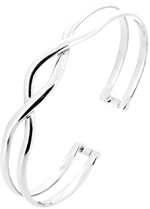 Treasure Bay Wunderschöner handgefertigter Armreif aus 925er Sterlingsilber für Damen und Mädchen (Silber, 16,5 cm)