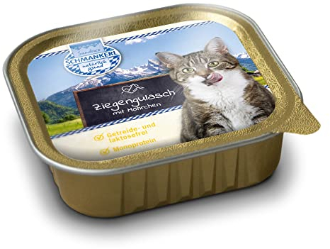 Sandras Schmankerl Nassfutter für Katzen Ziegengulasch 16 x 100g. | getreidefrei | Monoprotein