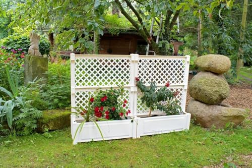 KHW Pflanzkasten groß mit Zentralspalier (2-TLG.) 100 cm weiß - 2er Set