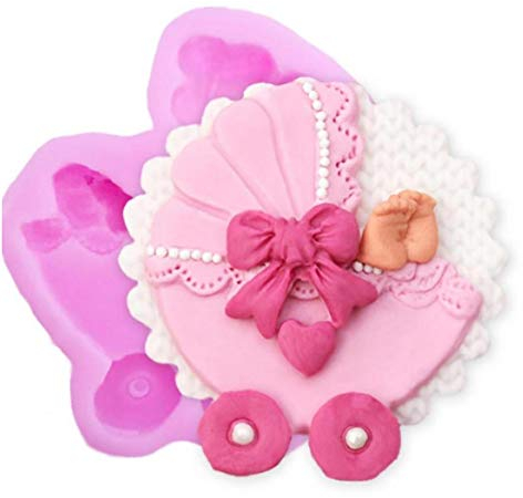 Case Cover Baby-Auto-Wagen-silikon-Form-Fliege Fondantform Kuchen, Die Werkzeuge Schokolade Zuckermasse Mold (pink)