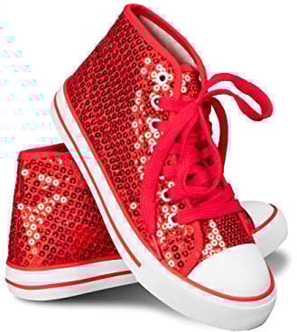 Think Jeck! Pailletten Schuhe Damen Glitzer Sneaker auch als Wendepailletten wählbar Halbhoch Damenschnürer Disco (Rot, 41)