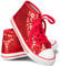 Think Jeck! Pailletten Schuhe Damen Glitzer Sneaker auch als Wendepailletten wählbar Halbhoch Damenschnürer Disco (Rot, 41)