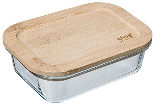 Five - Boite de conservation rectangle en Verre et Bambou 0.38 L