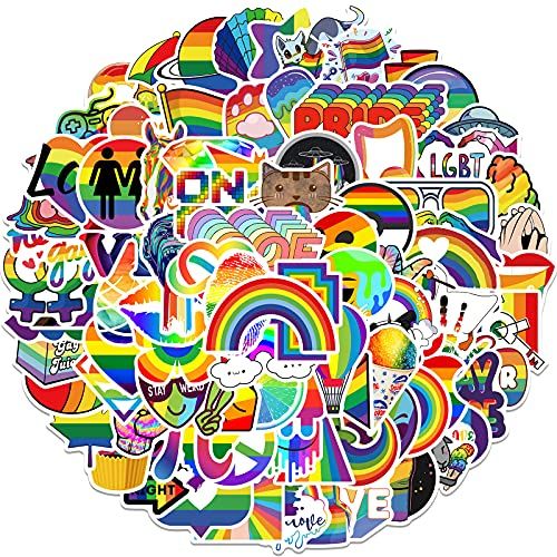 EUFFO Regenbogen Sticker Set 100 Stück LGBTQ Graffiti Decals Aufkleber für Laptop Fahrrad Motorrad Skateboard Koffer Helm Auto Wasserfeste Aesthetic Deko Sticker