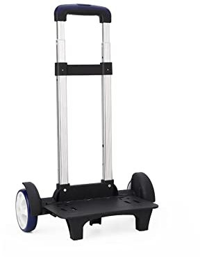 BOUACOUA Carrello per Zaino, Carrello Pieghevole per Zaino, Carrello Trolley Pieghevole in Lega di Alluminio a Mano (Blu, 2 Ruote/Grandi)