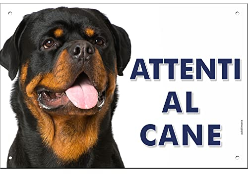 Pubblimania ROTTWEILER Cartello Attenti al Cane in metallo Alluminio, spessore 3mm (Cm 30x20)