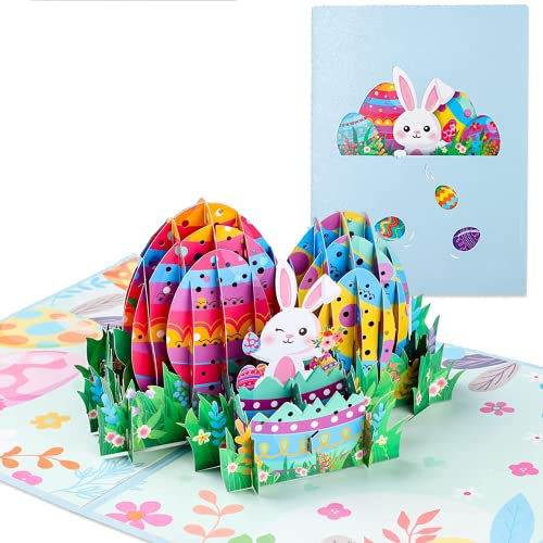 LIAMERHE 3D Osterkarten Pop Up Grußkarten Frohe Ostern Grußkarten Ostern Glückwunschkarten mit Umschlag Osterhase Osterei für Familie, Kollegen, Freunde, Kinder, Geliebte, Eltern (Osterkarten-2)