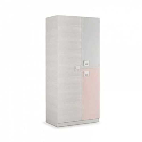 Mobelcenter – Armario 3 Puertas Juvenil Nube – Armario Juvenil e Infantil Acabado Color Blanco Alpes y Rosa – Medidas: Ancho: 90 cm x Fondo: 52 cm x Alto: 200 cm - (0988)